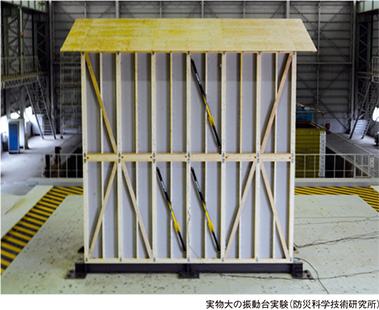 実物大の振動台実験（防災科学技術研究所）